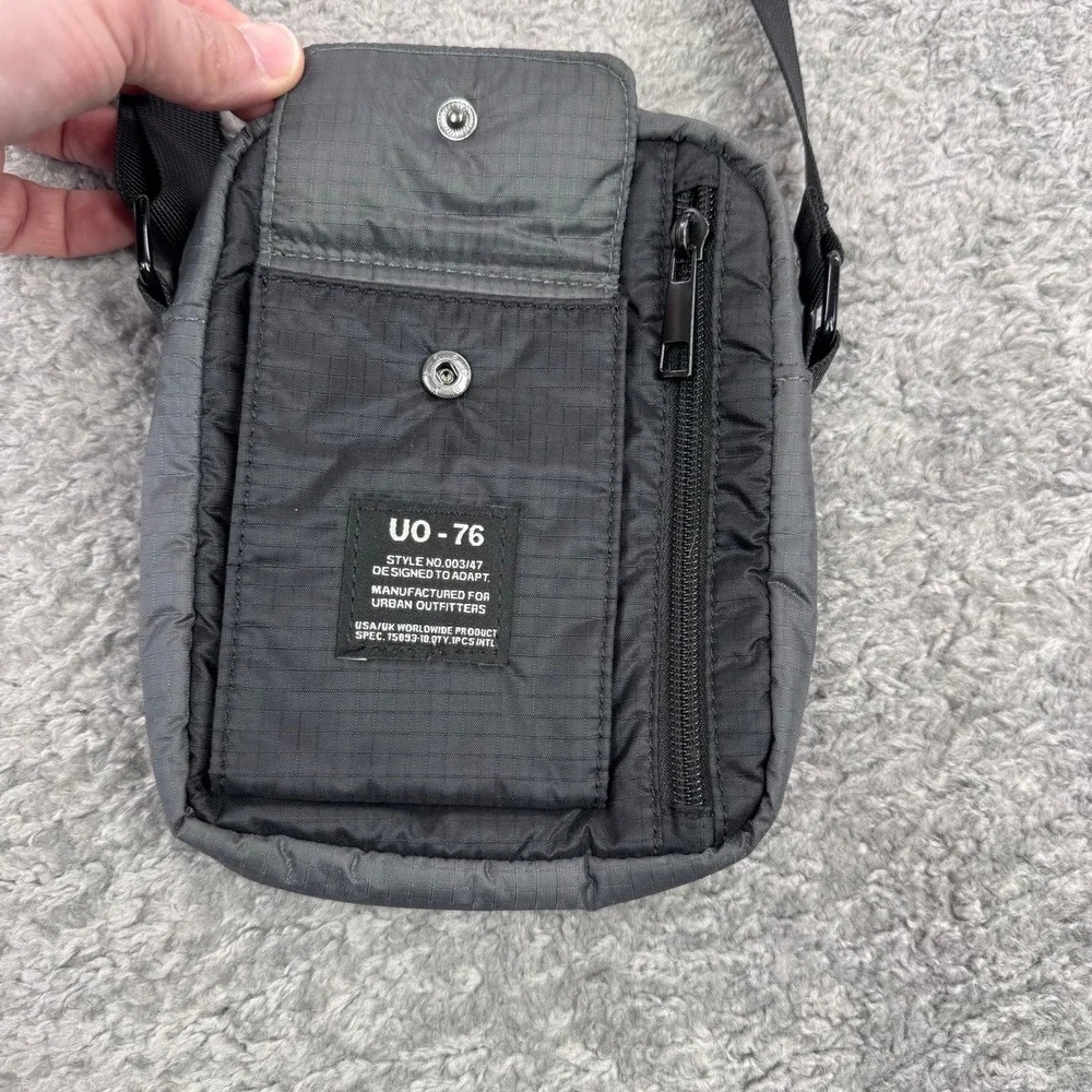 Urban Outfitters UO-76 Crossbody Utility Bag Grey Black Ripstop Nylon Techwear‎